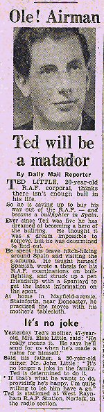 Ted little news paper cutting